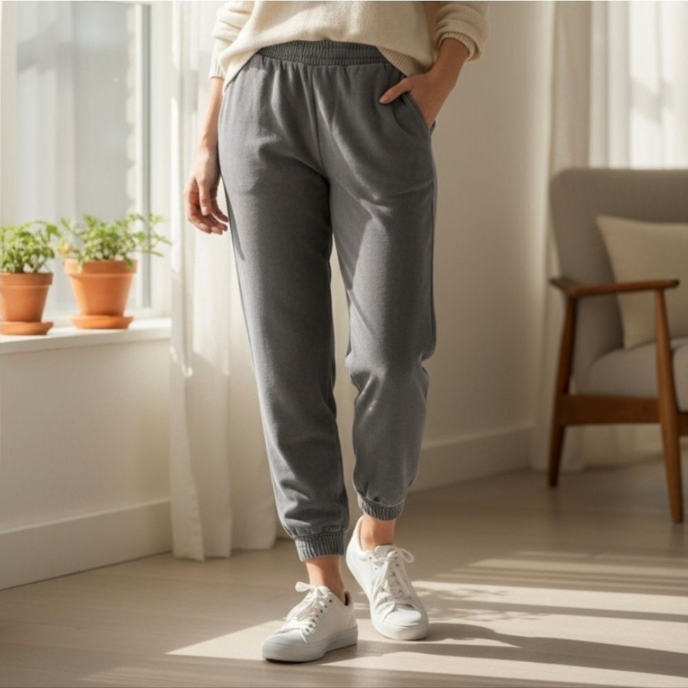 Anybody Joggers Womens L Satin Pull on Pockets Gray